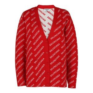 Balenciaga Mini Allover Logo Cardigan Multi Womens